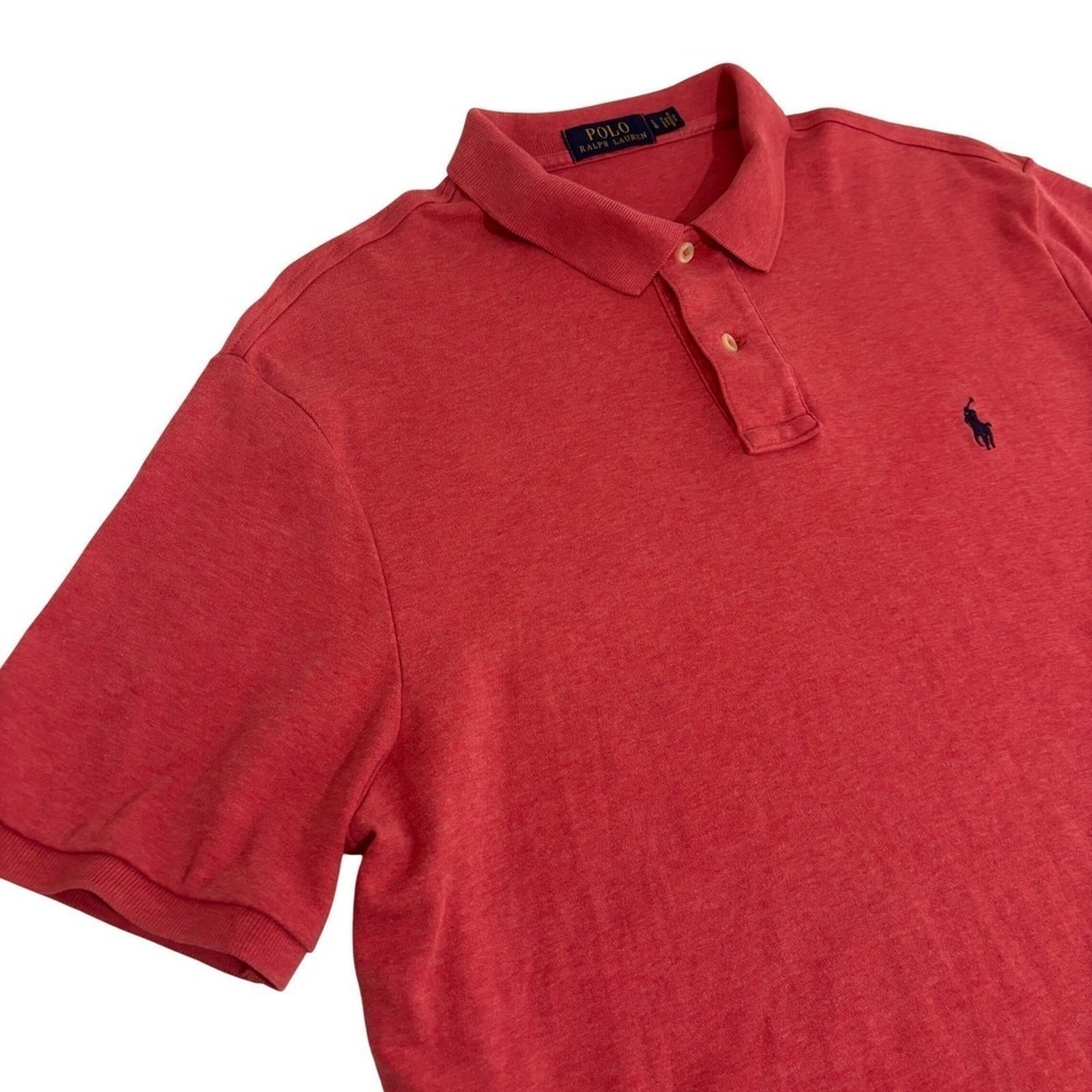 Polo Ralph Lauren Polo Shirt Mens L Red Short Sleeve Blue Pony Logo Preppy